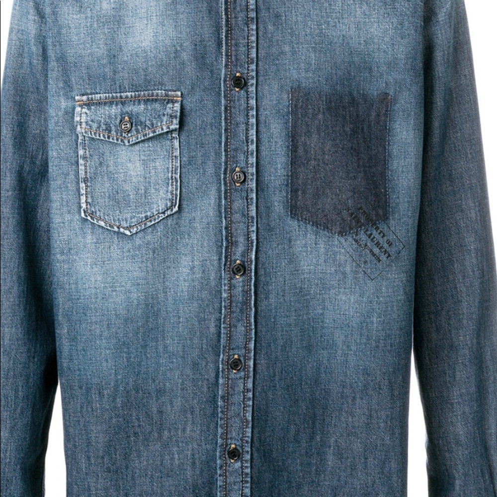 SAINT LAURENT OVERSIZE DENIM SHIRT SIZE M - Picture 6 of 8